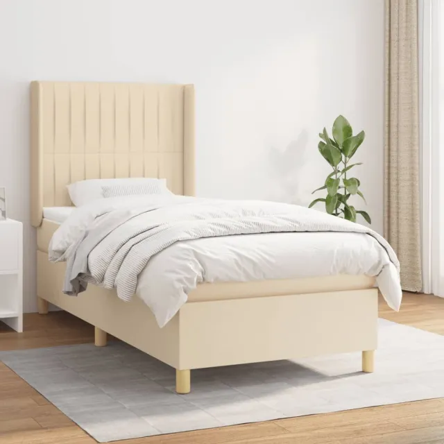Sommier à lattes de lit avec matelas Crème 90x200 cm Tissu