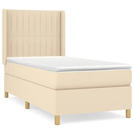 Sommier à lattes de lit avec matelas Crème 90x200 cm Tissu 2