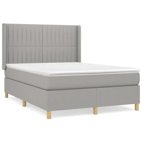 Sommier à lattes de lit avec matelas Gris clair 140x200cm Tissu