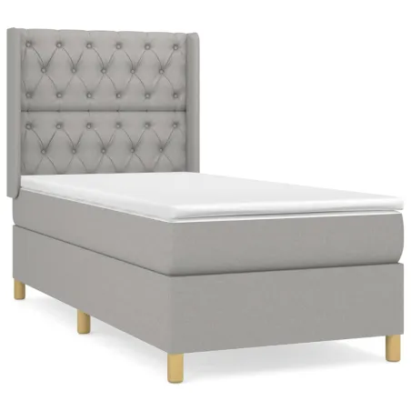 Sommier à lattes de lit avec matelas Gris clair 80x200 cm Tissu