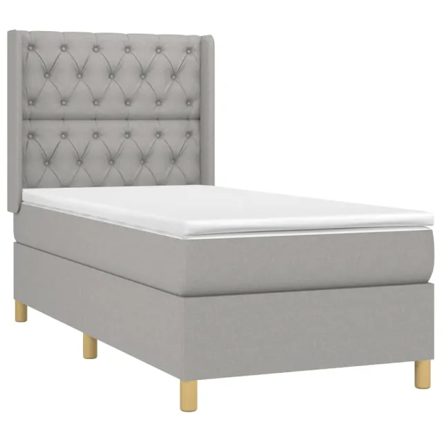 Sommier à lattes de lit avec matelas Gris clair 80x200 cm Tissu