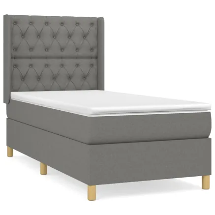 Sommier à lattes de lit avec matelas Gris foncé 80x200 cm Tissu 2