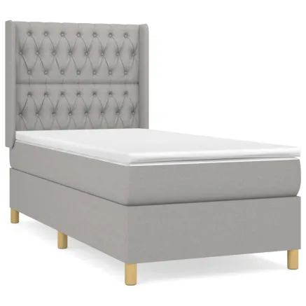 Sommier à lattes de lit avec matelas Gris clair 90x200 cm Tissu 2