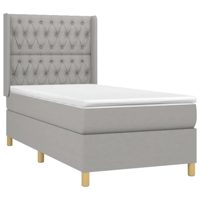 Sommier à lattes de lit avec matelas Gris clair 90x200 cm Tissu