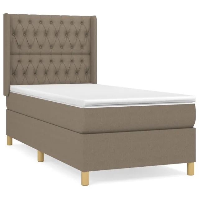 Sommier à lattes de lit avec matelas Taupe 100x200 cm Tissu