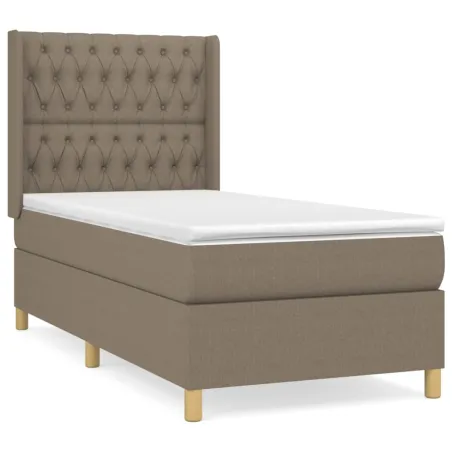 Sommier à lattes de lit avec matelas Taupe 100x200 cm Tissu