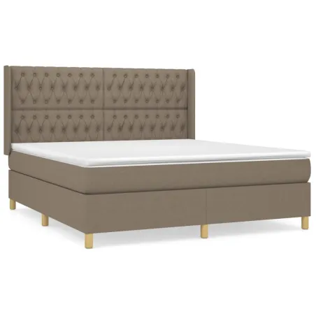 Sommier à lattes de lit avec matelas Taupe 180x200 cm Tissu