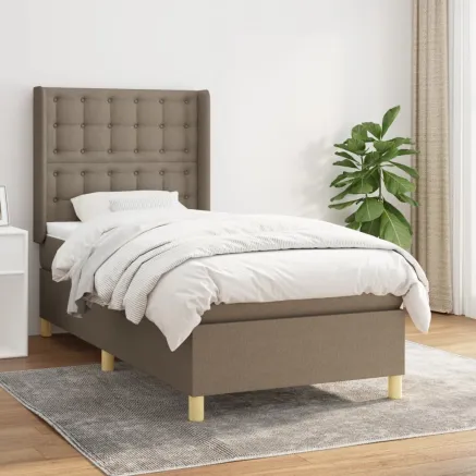Sommier à lattes de lit avec matelas Taupe 80x200 cm Tissu