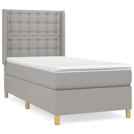 Sommier à lattes de lit avec matelas Gris clair 90x200 cm Tissu