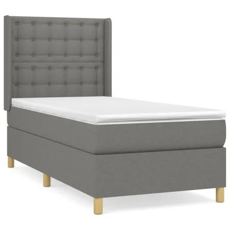 Sommier à lattes de lit avec matelas Gris foncé 90x200 cm Tissu