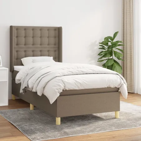 Sommier à lattes de lit avec matelas Taupe 100x200 cm Tissu