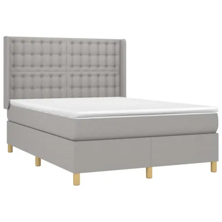 Sommier à lattes de lit avec matelas Gris clair 140x200cm Tissu