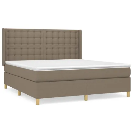 Sommier à lattes de lit avec matelas Taupe 160x200 cm Tissu 2