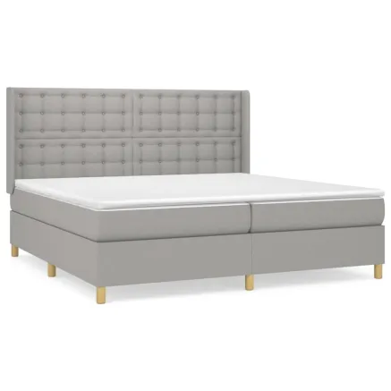 Sommier à lattes de lit avec matelas Gris clair 200x200cm Tissu 2