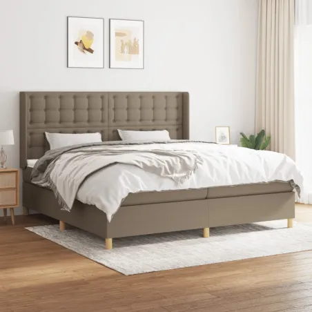 Sommier à lattes de lit avec matelas Taupe 200x200 cm Tissu