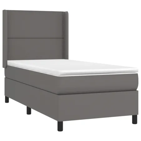 Sommier à lattes de lit avec matelas Gris 80x200 cm Similicuir