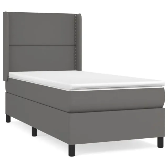 Sommier à lattes de lit avec matelas Gris 90x200 cm Similicuir