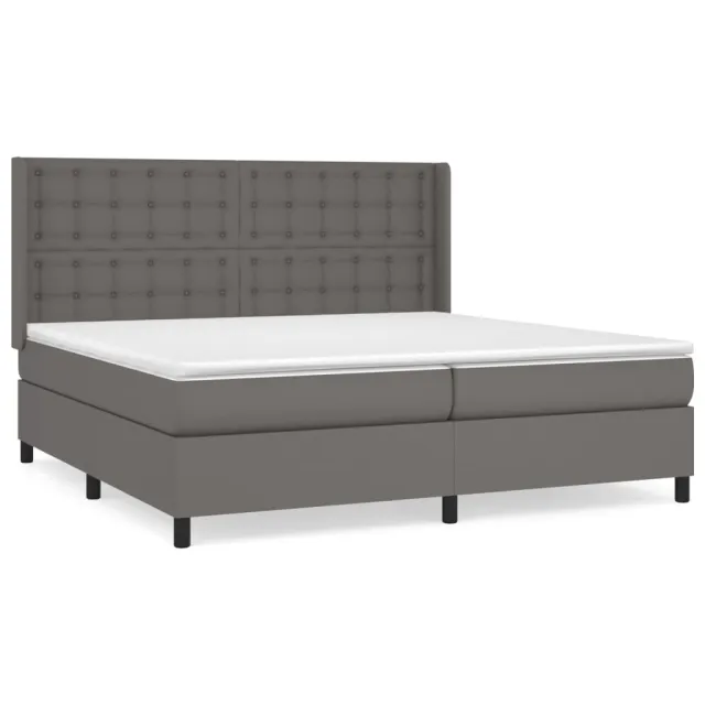 Sommier à lattes de lit avec matelas Gris 200x200 cm Similicuir