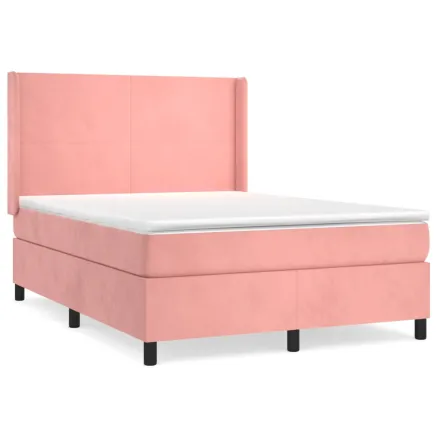 Sommier à lattes de lit avec matelas Rose 140x190 cm Velours 2
