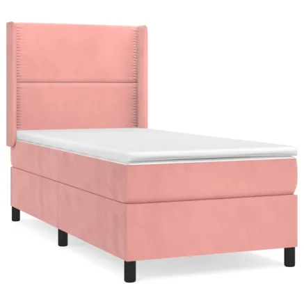 Sommier à lattes de lit avec matelas Rose 90x200 cm Velours 2