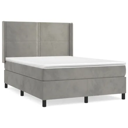 Sommier à lattes de lit et matelas Gris clair 140x190cm Velours 2