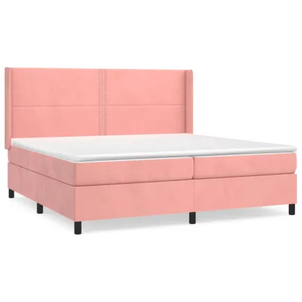 Sommier à lattes de lit avec matelas Rose 200x200 cm Velours 2