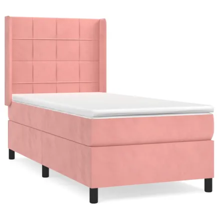 Sommier à lattes de lit avec matelas Rose 90x190 cm Velours 2