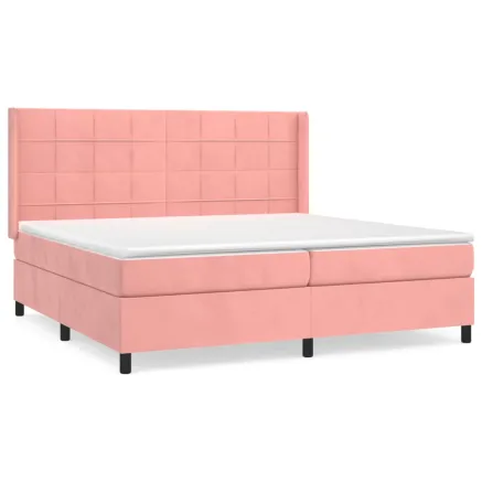 Sommier à lattes de lit avec matelas Rose 200x200 cm Velours 2