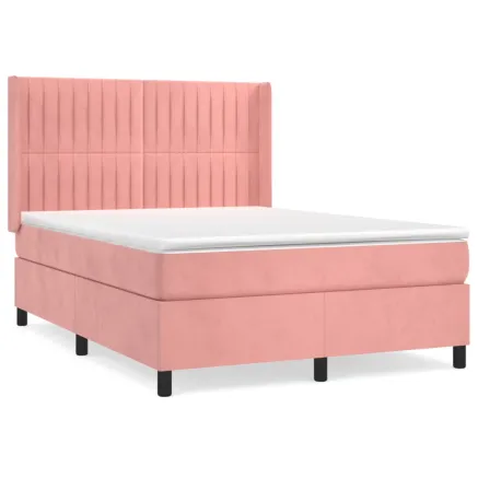 Sommier à lattes de lit avec matelas Rose 140x190 cm Velours 2