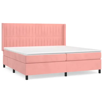 Sommier à lattes de lit avec matelas Rose 200x200 cm Velours 2