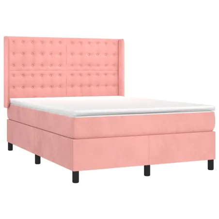 Sommier à lattes de lit avec matelas Rose 140x190 cm Velours