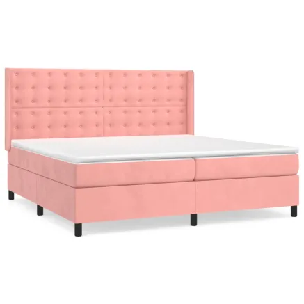 Sommier à lattes de lit avec matelas Rose 200x200 cm Velours 2