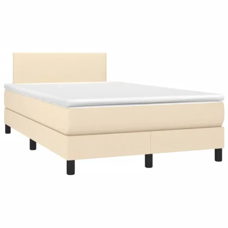 Sommier à lattes de lit avec matelas LED Crème 120x200 cm Tissu