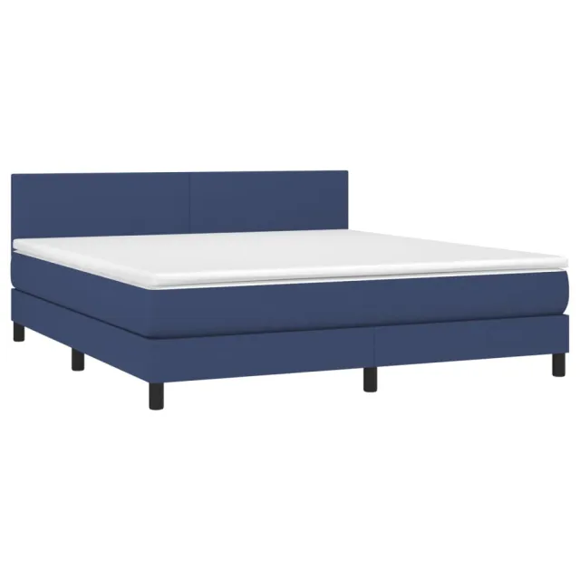 Sommier à lattes de lit avec matelas LED Bleu 160x200 cm Tissu