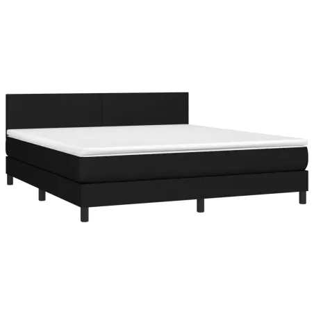 Sommier à lattes de lit avec matelas LED Noir 180x200 cm Tissu