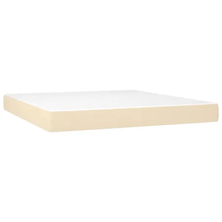 Sommier à lattes de lit avec matelas LED Crème 180x200 cm Tissu
