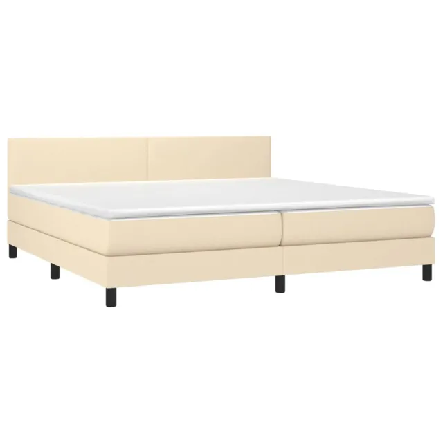 Sommier à lattes de lit et matelas et LED Crème 200x200cm Tissu