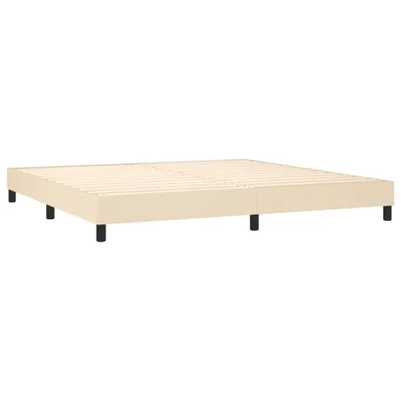 Sommier à lattes de lit et matelas et LED Crème 200x200cm Tissu