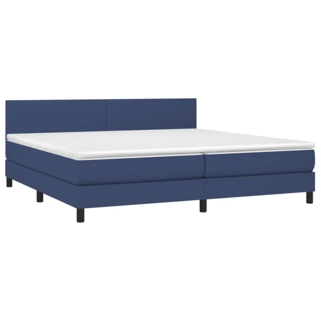 Sommier à lattes de lit et matelas et LED Bleu 200x200 cm Tissu