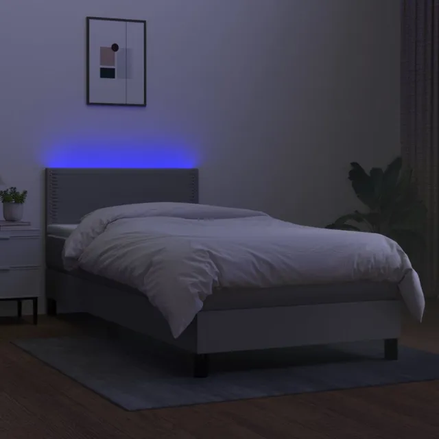 Sommier à lattes de lit avec matelas et LED Gris clair 90x200cm