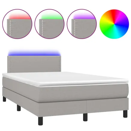 Sommier à lattes de lit matelas LED Gris clair 120x200 cm Tissu 2