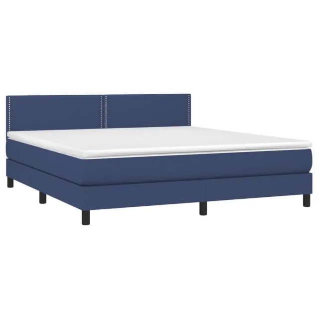 Sommier à lattes de lit avec matelas LED Bleu 180x200 cm Tissu