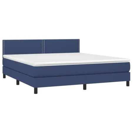 Sommier à lattes de lit avec matelas LED Bleu 180x200 cm Tissu