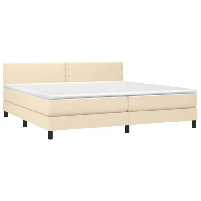 Sommier à lattes de lit et matelas et LED Crème 200x200cm Tissu