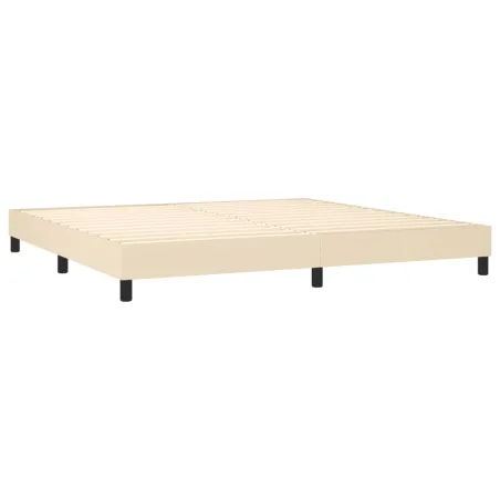 Sommier à lattes de lit et matelas et LED Crème 200x200cm Tissu