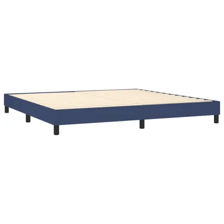 Sommier à lattes de lit et matelas et LED Bleu 200x200 cm Tissu
