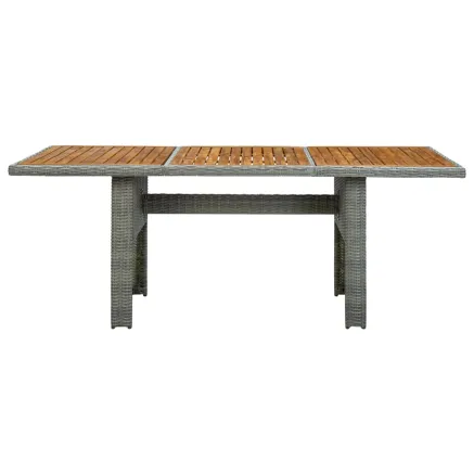 Table de jardin Gris clair Résine tressée et bois d'acacia 2