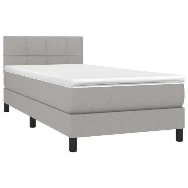 Sommier à lattes de lit avec matelas et LED Gris clair 90x200cm