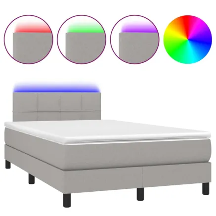 Sommier à lattes de lit matelas LED Gris clair 120x200 cm Tissu 2