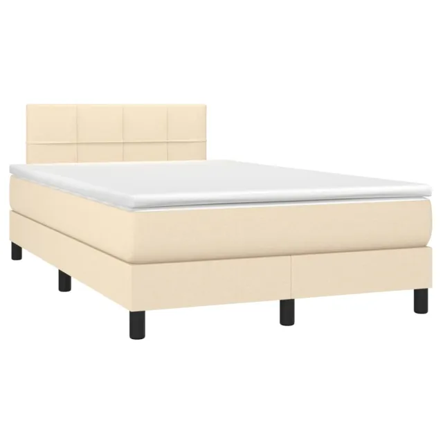 Sommier à lattes de lit avec matelas LED Crème 120x200 cm Tissu